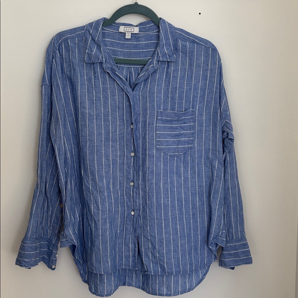 AYR The Deep End Linen Stripe Sz M - Picture 2 of 4